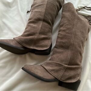 Very Good Penny Loves Kenny Harritton-B Brown Suede Knee High Boots Size 6